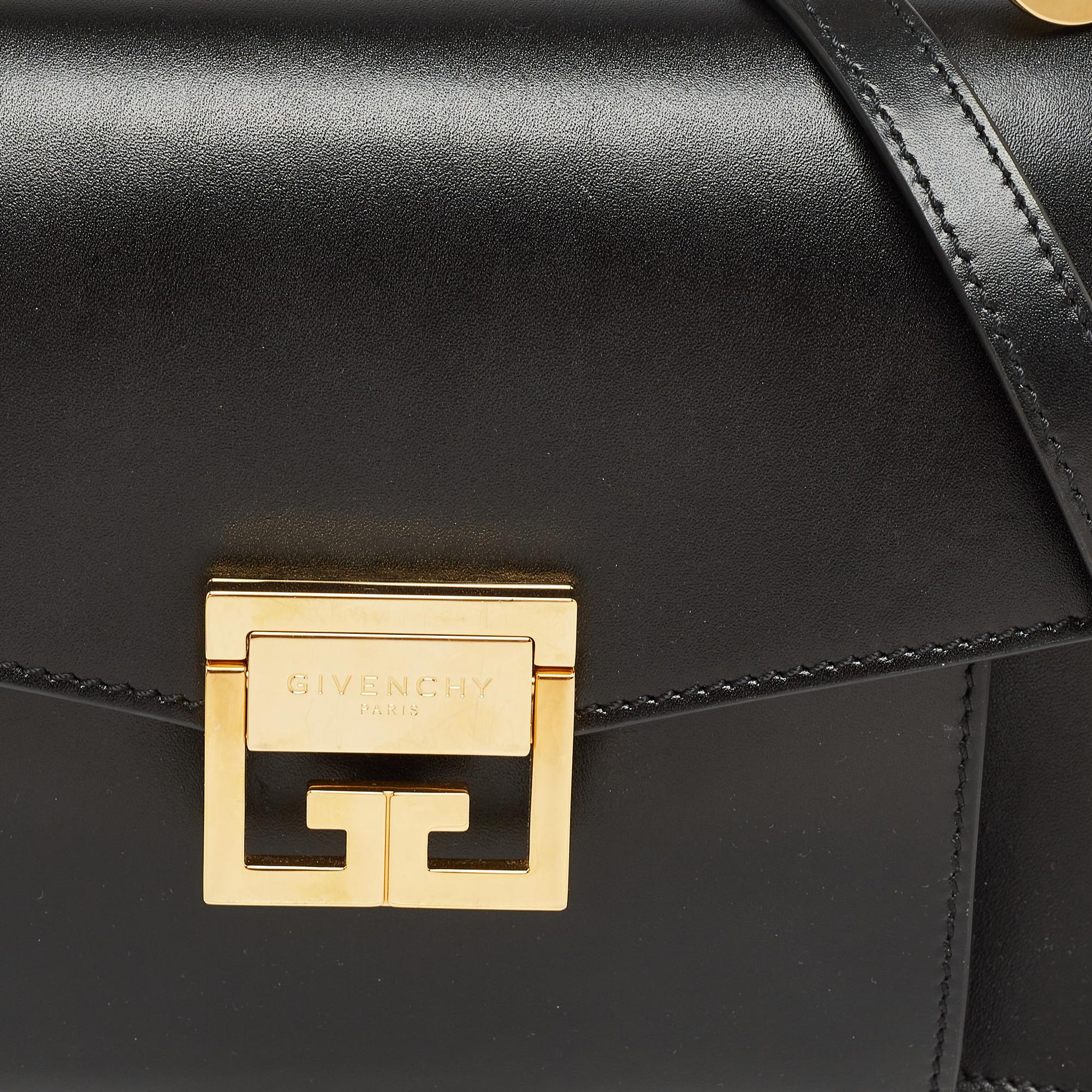 Givenchy Black Glossy Leather Small GV3 Shoulder Bag 2