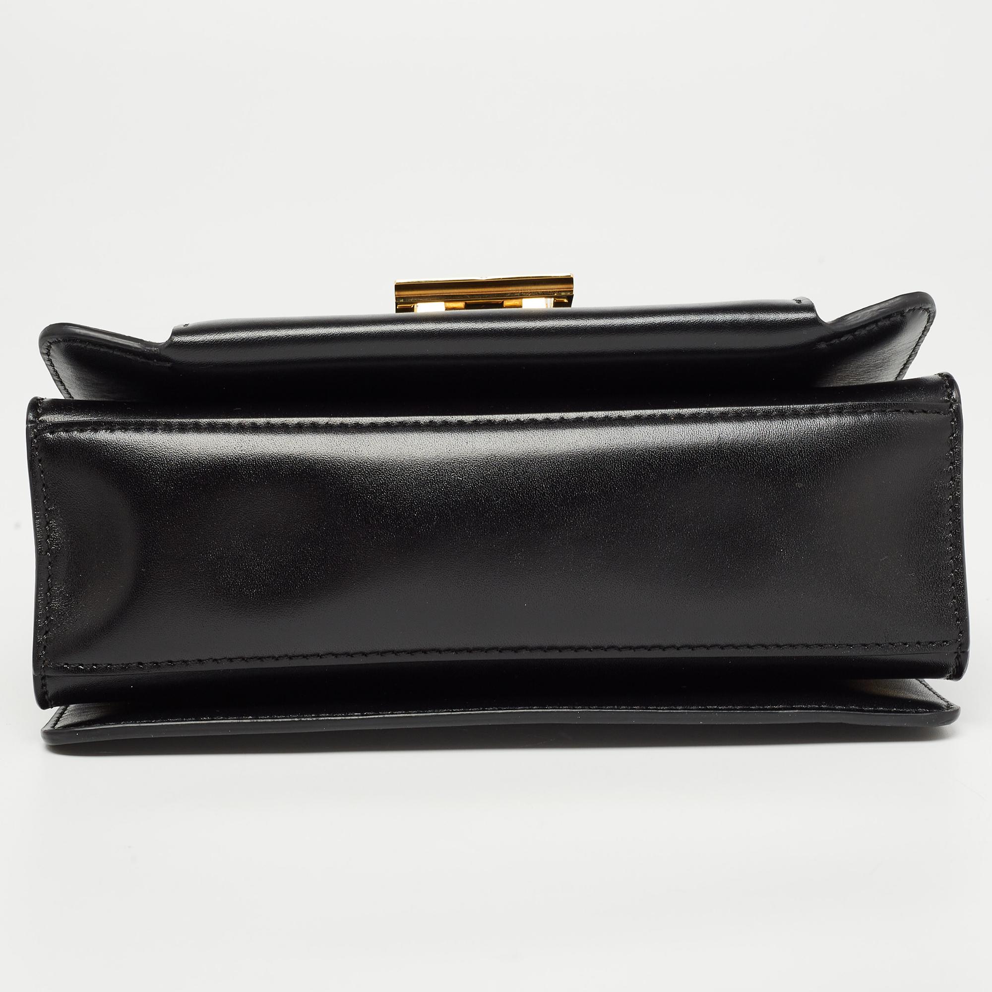 Givenchy Black Glossy Leather Small GV3 Shoulder Bag 4