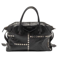 Givenchy Black Glossy Leather Studded Antigona Soft Satchel