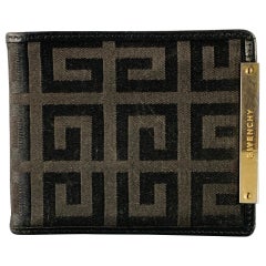 GIVENCHY Black Gold Monogram Canvas Leather Wallet