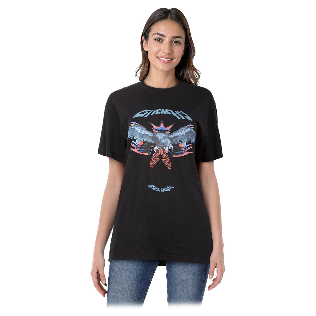 Givenchy Schwarz Grafik Eagle Logo Print T-Shirt Größe XXL im Angebot