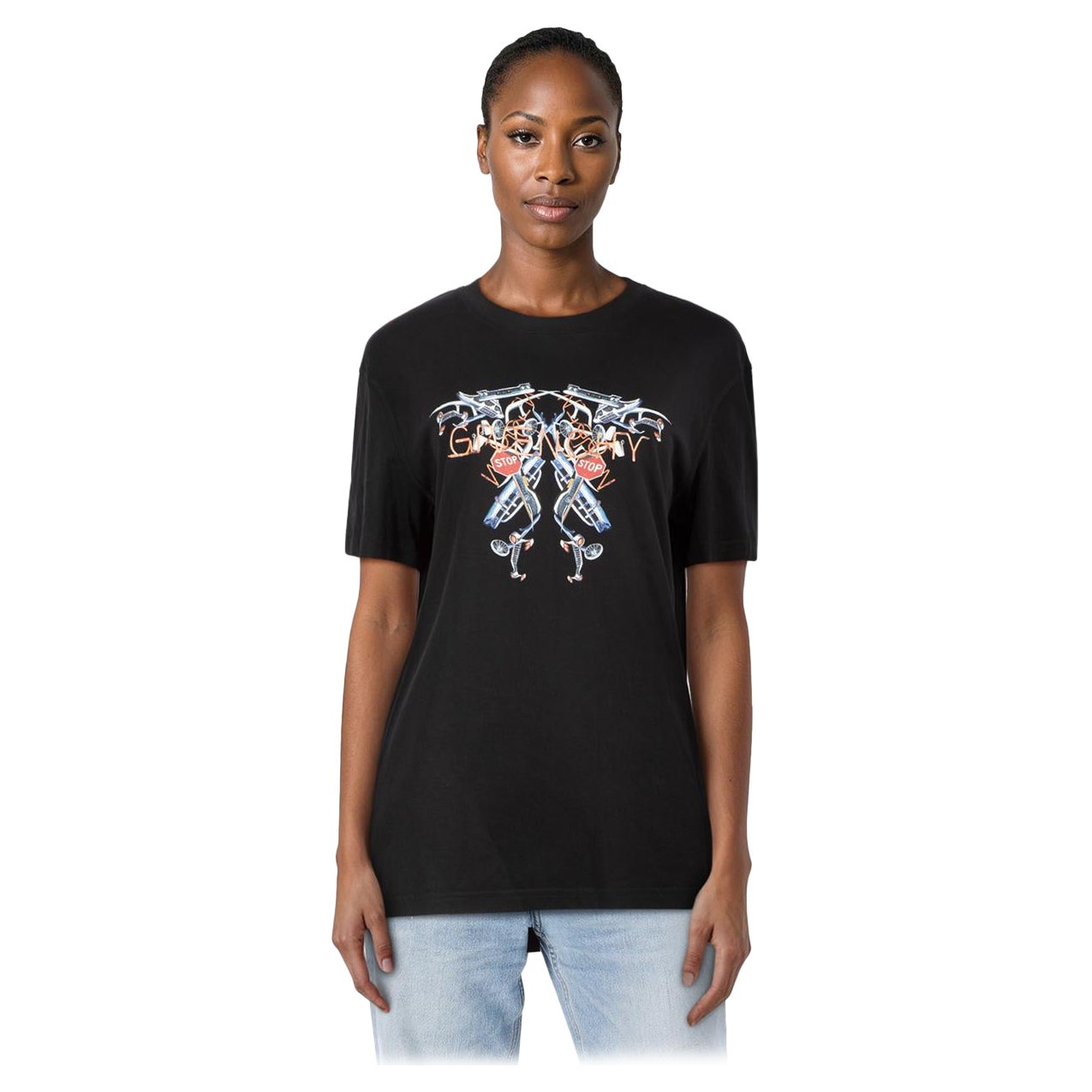 Camiseta Givenchy Negra Logotipo Estampado Gráfico Talla XXL