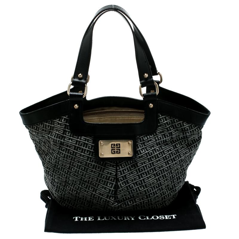 Givenchy Black/Grey Monochrome Signature Fabric and Leather Hobo 6