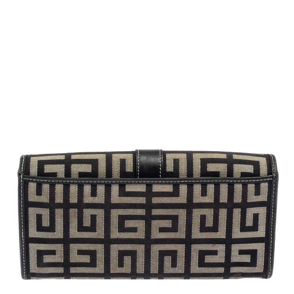 Women's Givenchy Black/Grey Monogram Canvas and Leather Continental Wallet