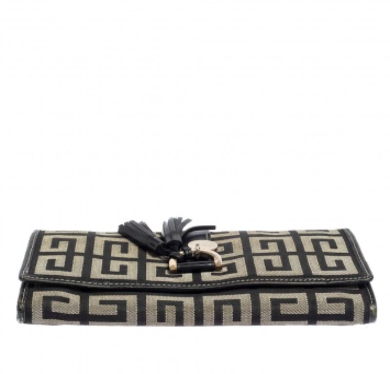 Women's Givenchy Black/Grey Monogram Canvas and Leather Continental Wallet For Sale