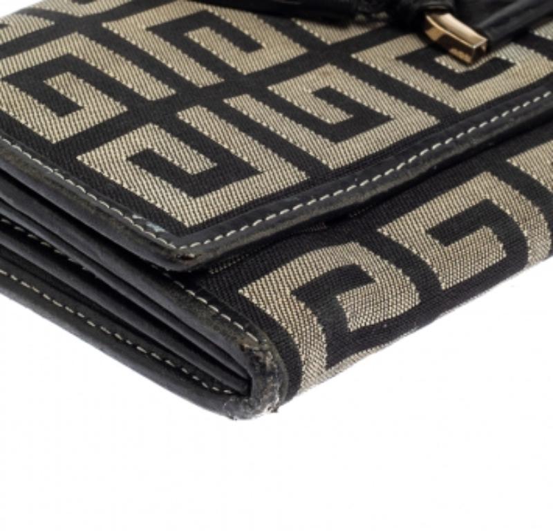 Givenchy Black/Grey Monogram Canvas and Leather Continental Wallet For Sale 1