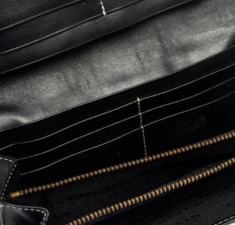 Givenchy Black/Grey Monogram Canvas and Leather Continental Wallet For Sale 3
