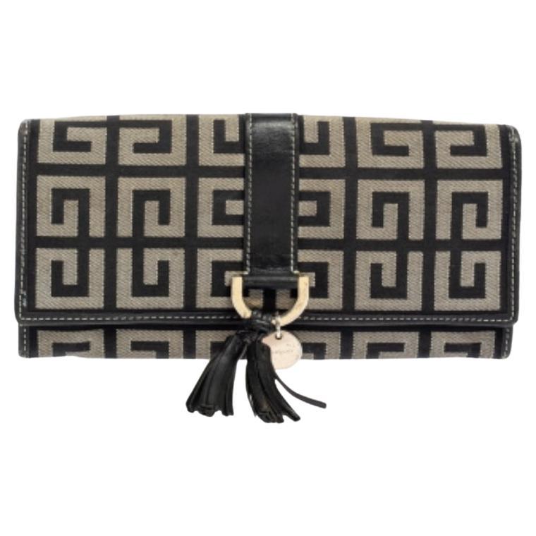 Givenchy Black/Grey Monogram Canvas and Leather Continental Wallet For Sale