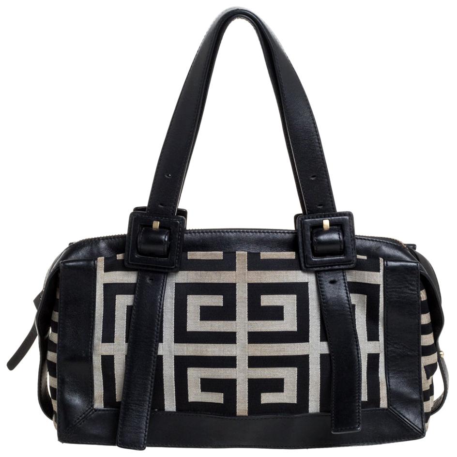 Sacoche en toile et cuir Monogram Givenchy noir/gris