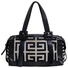 Givenchy Black/Grey Monogram Canvas and Leather Satchel