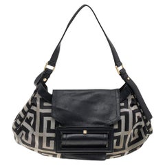 Givenchy Black/Grey Signature Canvas and Leather Shoulder Bag