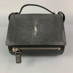GIVENCHY Black & Grey Stingray Calfskin Mini Pandora Crossbody Bag