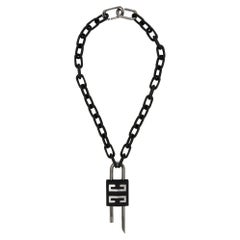 Givenchy Black Hanging Lock Necklace