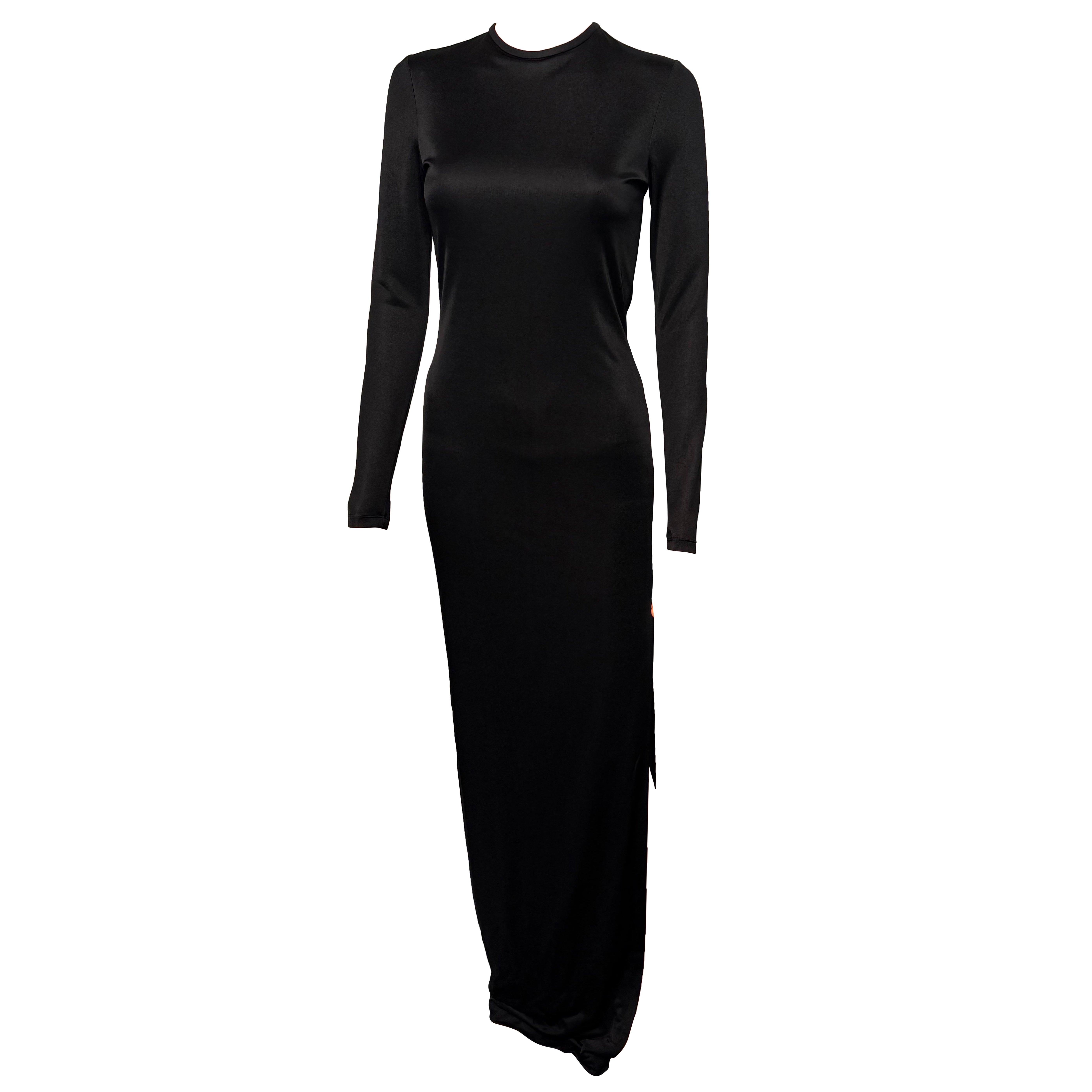 Givenchy Schwarz Hochgeschlitztes Jersey-Säulenkleid Größe FR 34 XS Langärmeliges Maxi