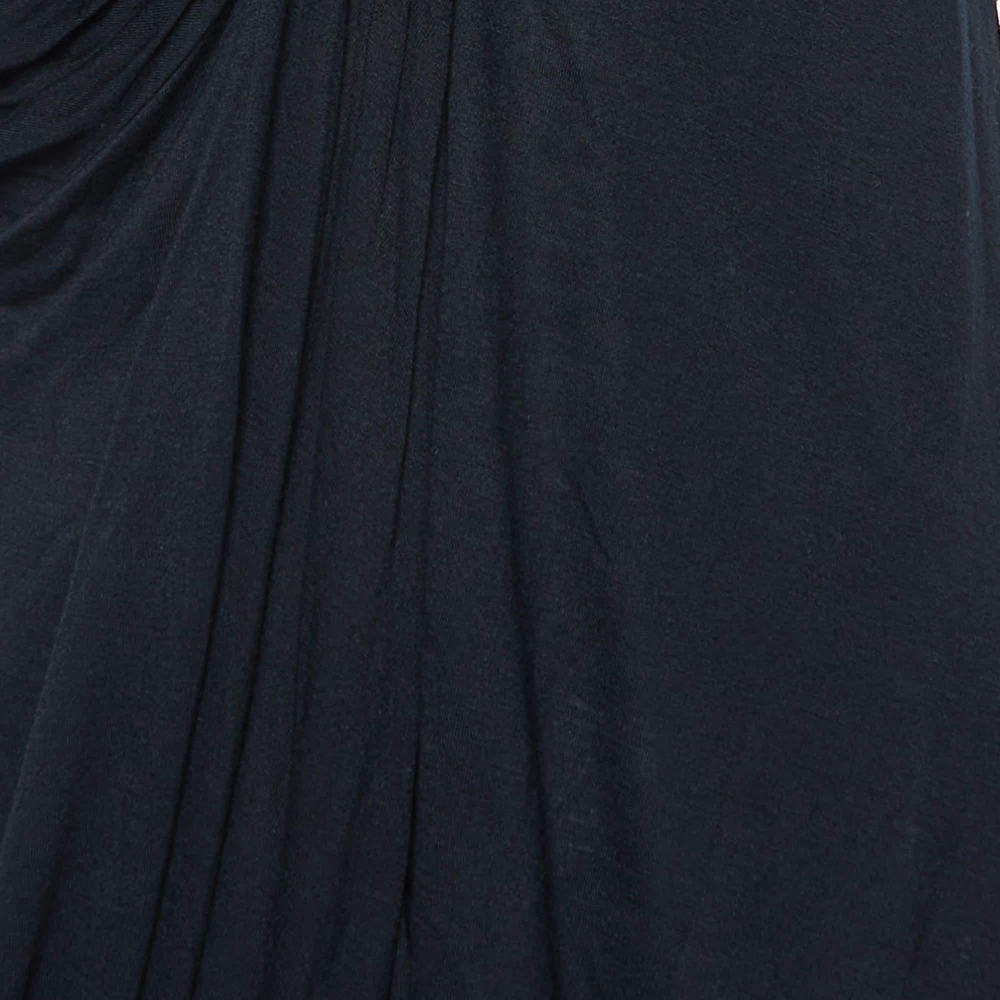 Givenchy Black Jersey and Silk Grommet Detail Asymmetric Top S In Excellent Condition For Sale In Dubai, Al Qouz 2