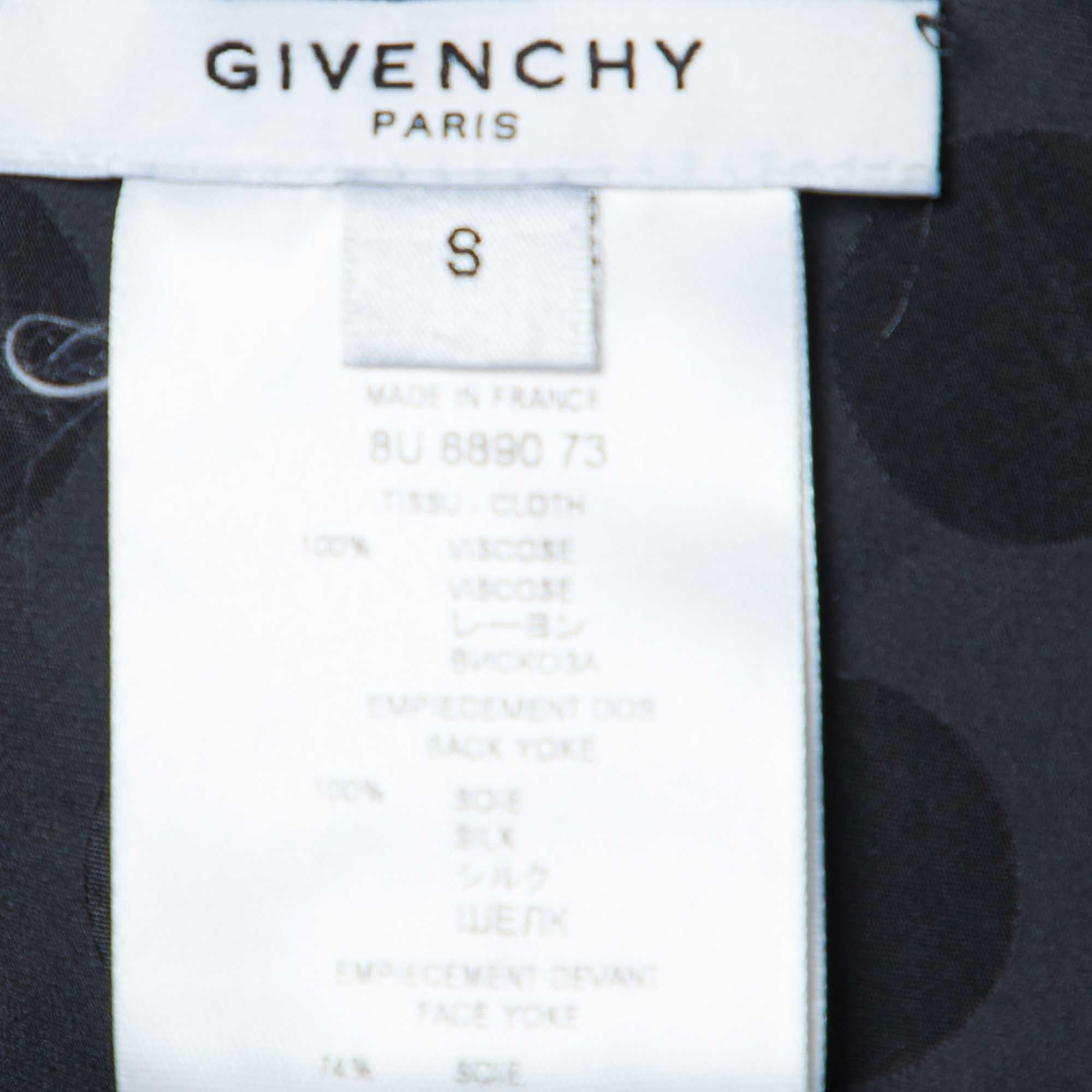 Women's Givenchy Black Jersey and Silk Grommet Detail Asymmetric Top S For Sale