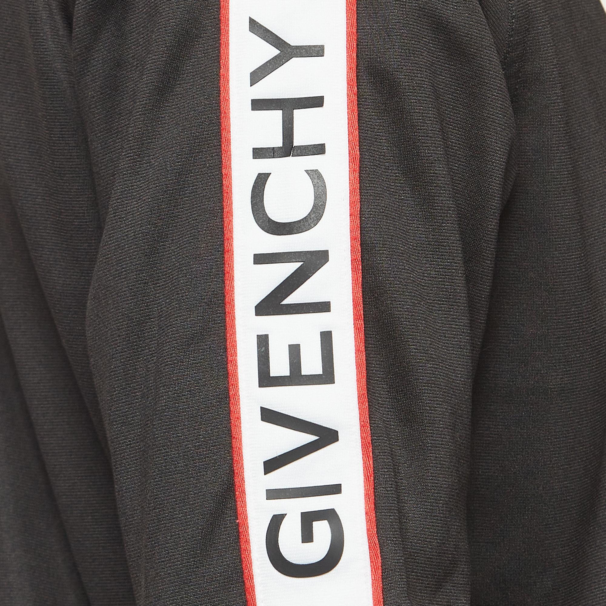 Givenchy Black Jersey Logo Tape Detail Track Jacket XL In Excellent Condition For Sale In Dubai, Al Qouz 2