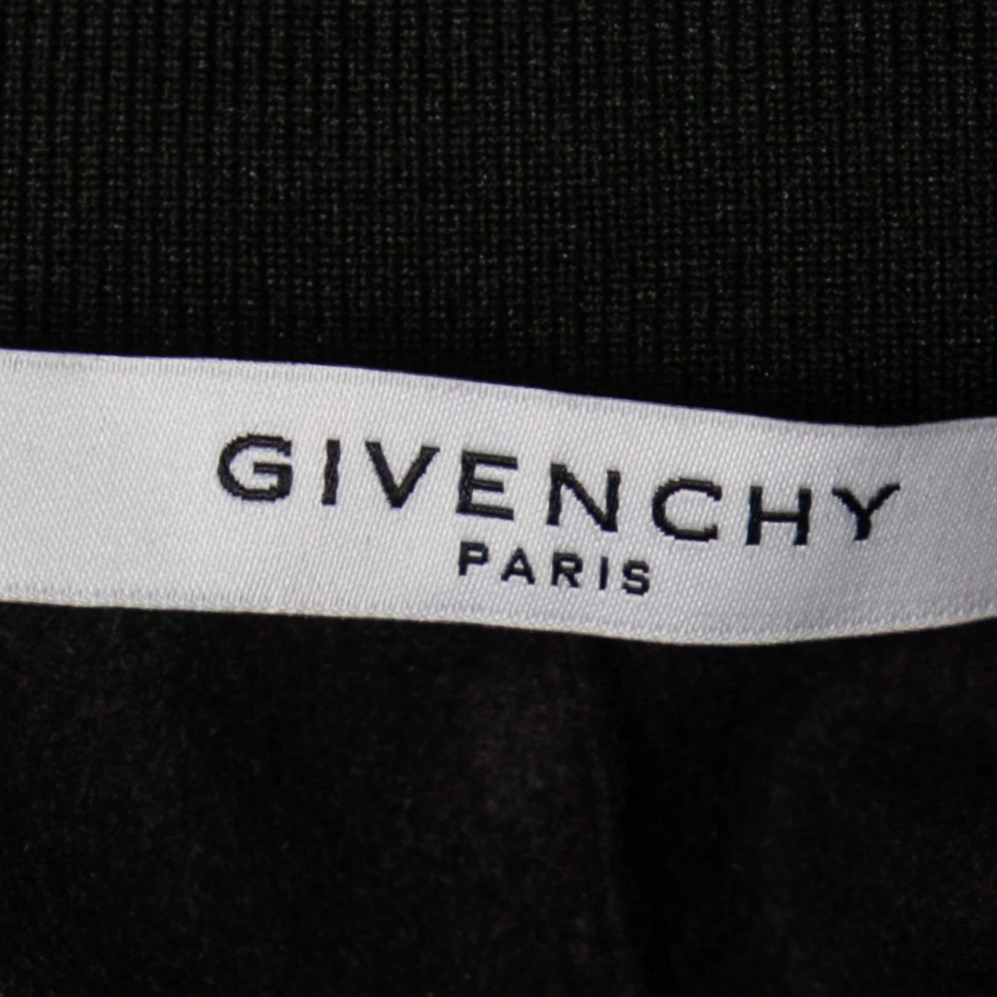 Givenchy - Giacca con zip frontale in jersey nero con logo e nastro adesivo - M In condizioni buone a Dubai, Al Qouz 2