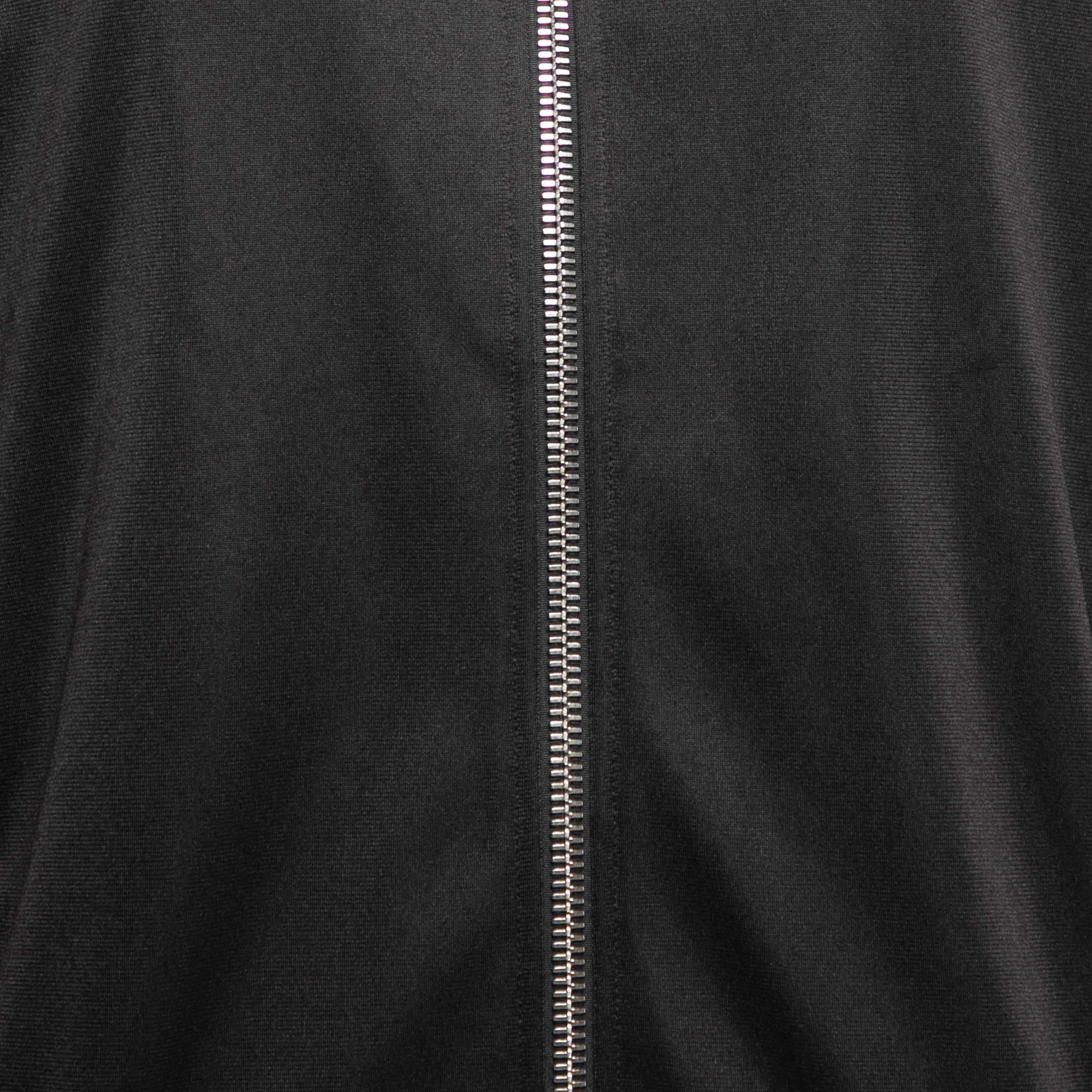 Donna Givenchy - Giacca con zip frontale in jersey nero con logo e nastro adesivo - M
