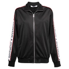 Givenchy Schwarze Jersey-Jacke mit Logo und Reißverschluss an der Vorderseite, M