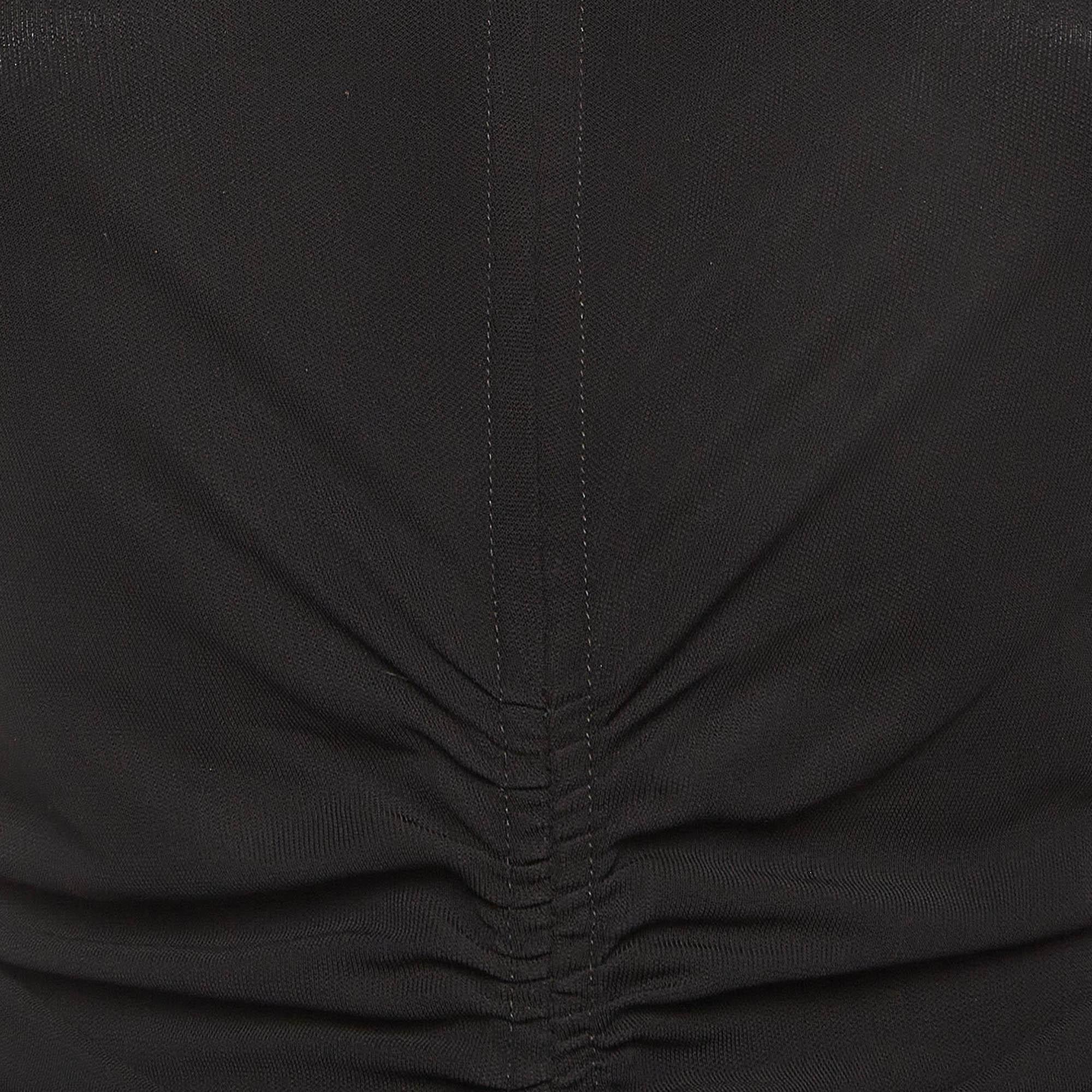 Givenchy Black Jersey Ruched Mini Dress S In Good Condition In Dubai, Al Qouz 2