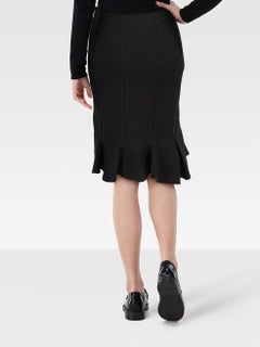 Givenchy Black Knee Length Ruffle Trim Skirt Size L