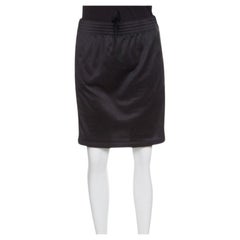 Givenchy Black Knit Drawstring Logo Panel Detail Skirt S