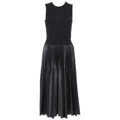 Givenchy Black Knit & Plisse Sleeveless Midi Dress S