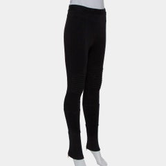 Givenchy Black Knit Quilted Paneled Zip Detail Leggings L