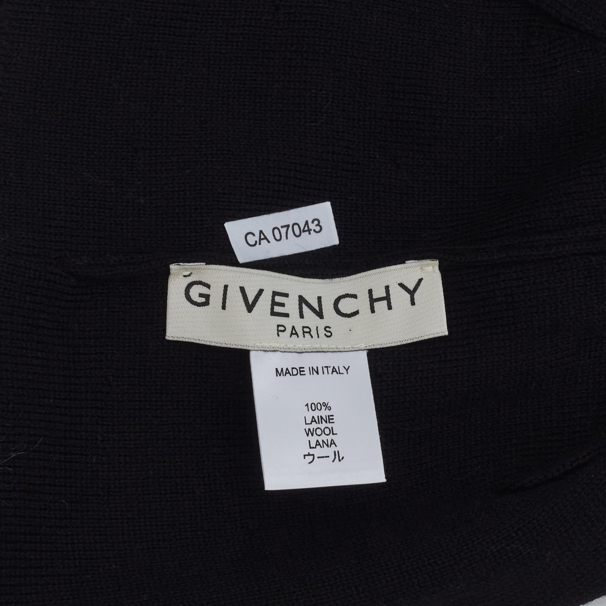 Givenchy Black Knit Wool Beanie With White Logo For Sale 2