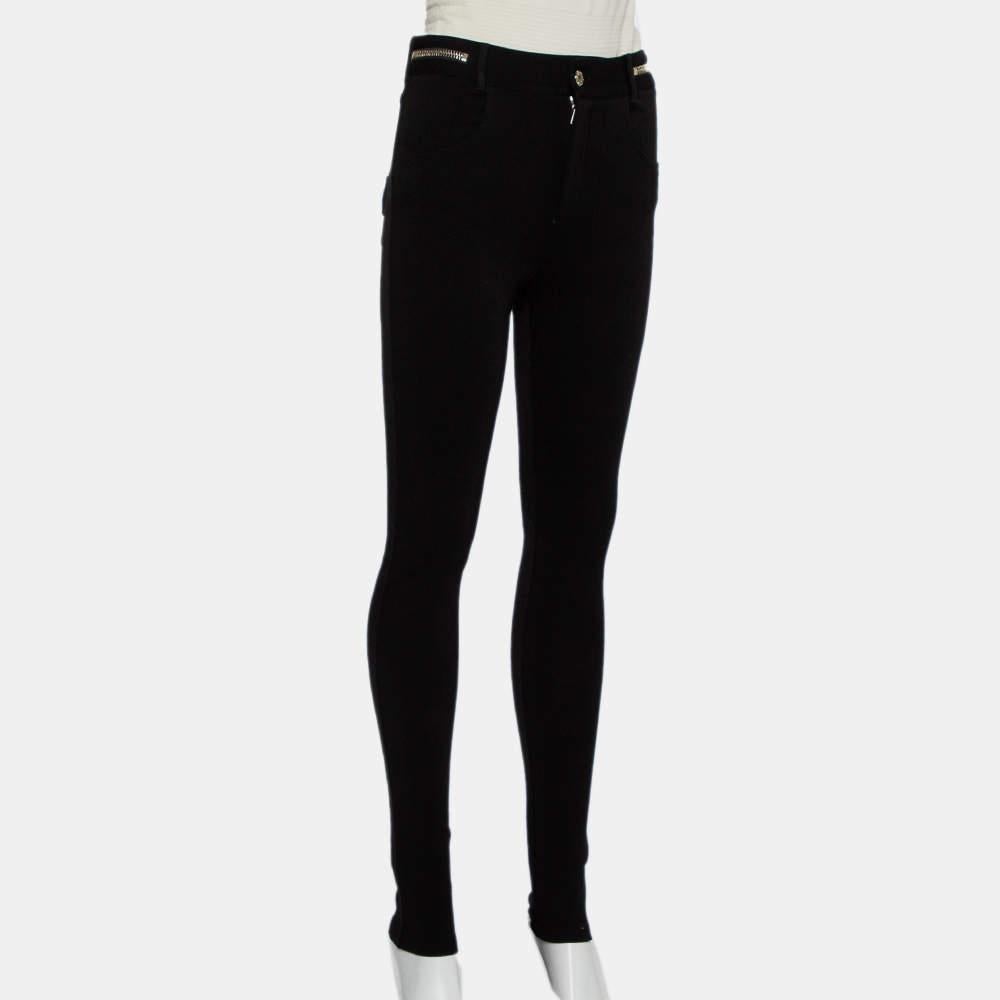 Women's Givenchy Black Knit Zip Detail Leggings M For Sale