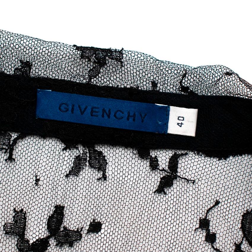 Givenchy Black Lace Sheer Long Sleeve Blouse In Excellent Condition For Sale In London, GB