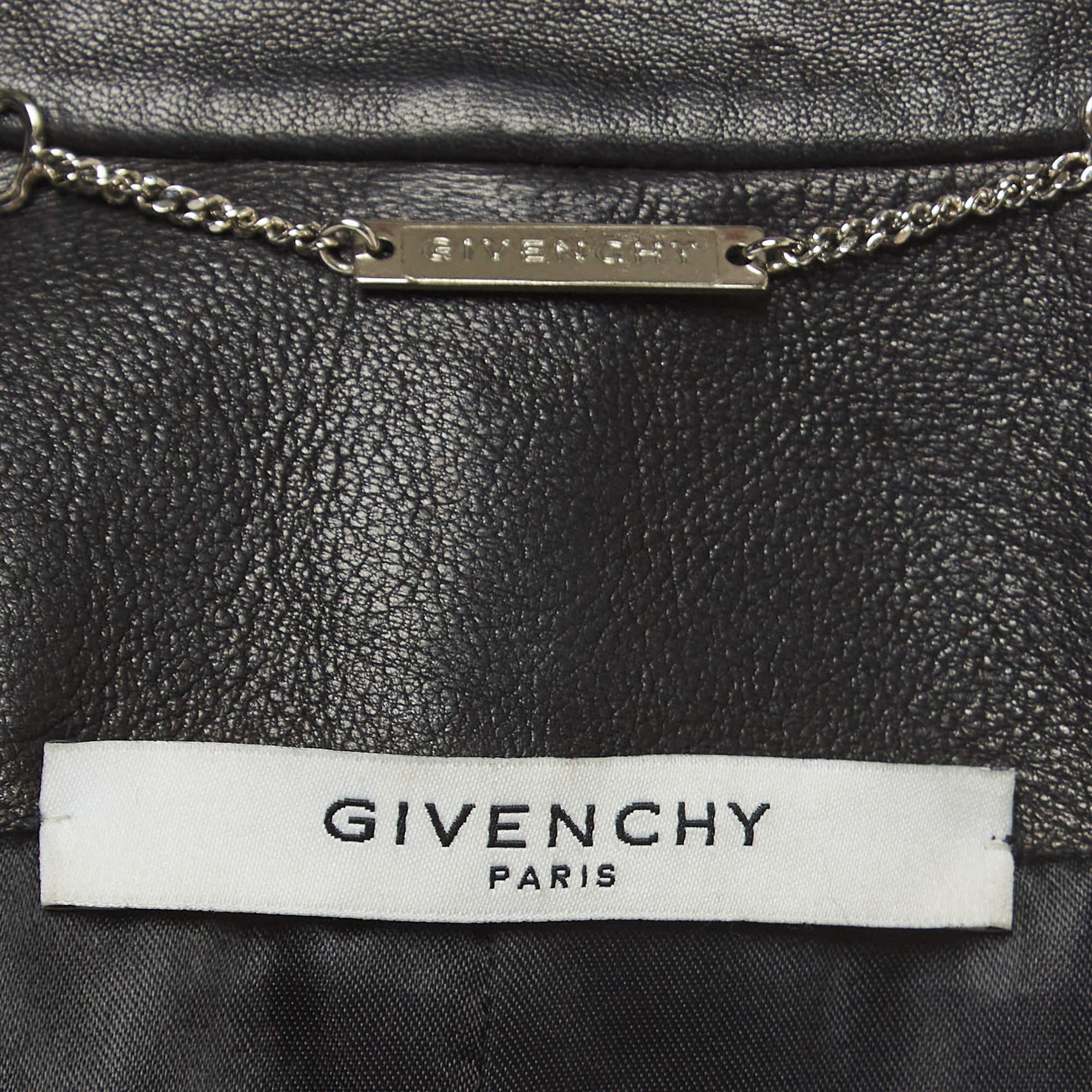 Givenchy Black Lambskin Leather Biker Jacket S In Excellent Condition In Dubai, Al Qouz 2