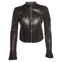 Givenchy - Veste de motard en cuir d'agneau noir S