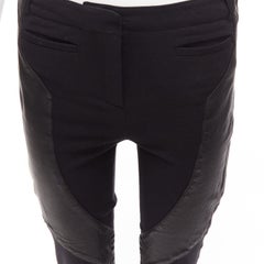 GIVENCHY Schwarze Reithose aus Lammleder mit Patchwork-Einsatz FR40 L