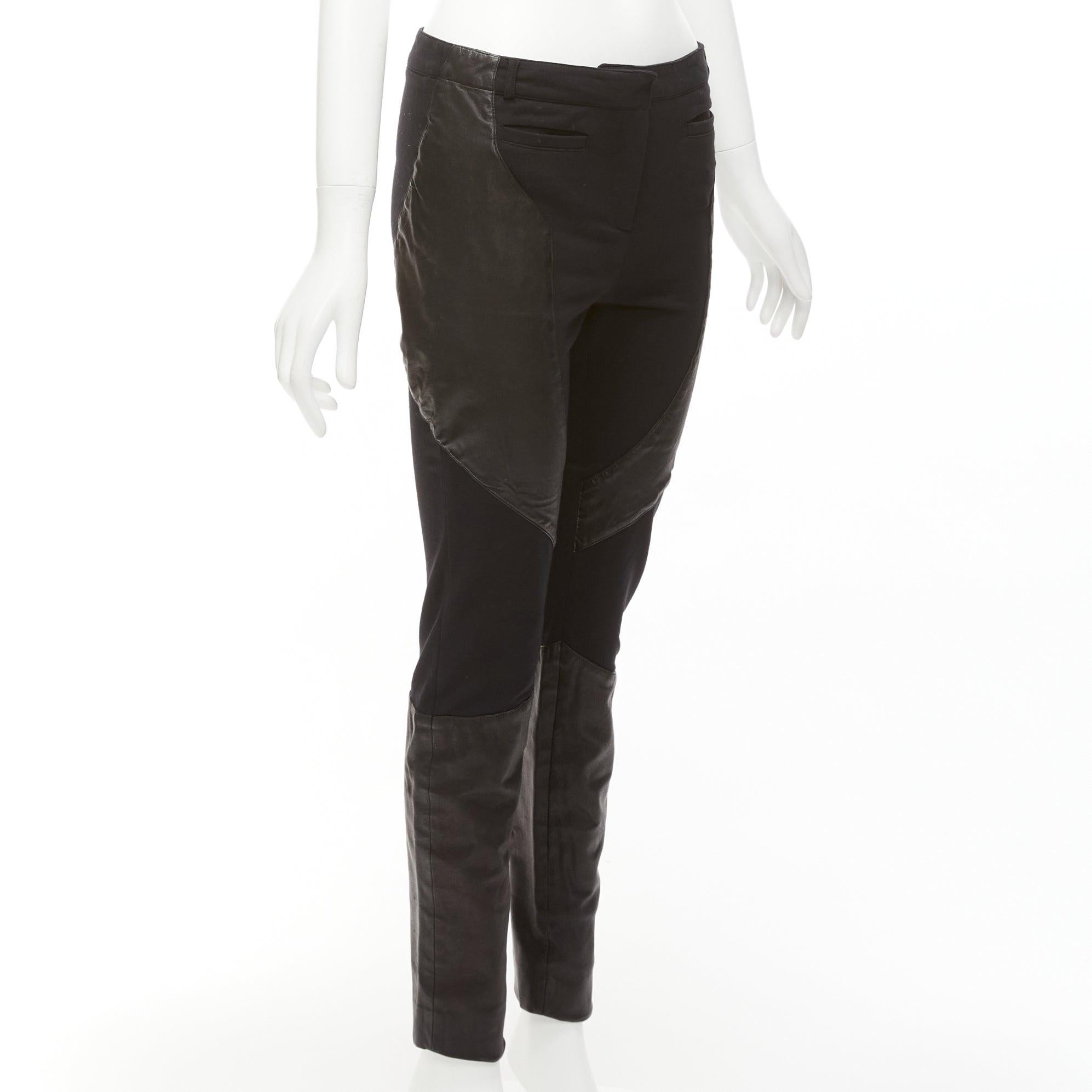 Black GIVENCHY black lambskin leather panel patchwork riding pants FR40 L For Sale