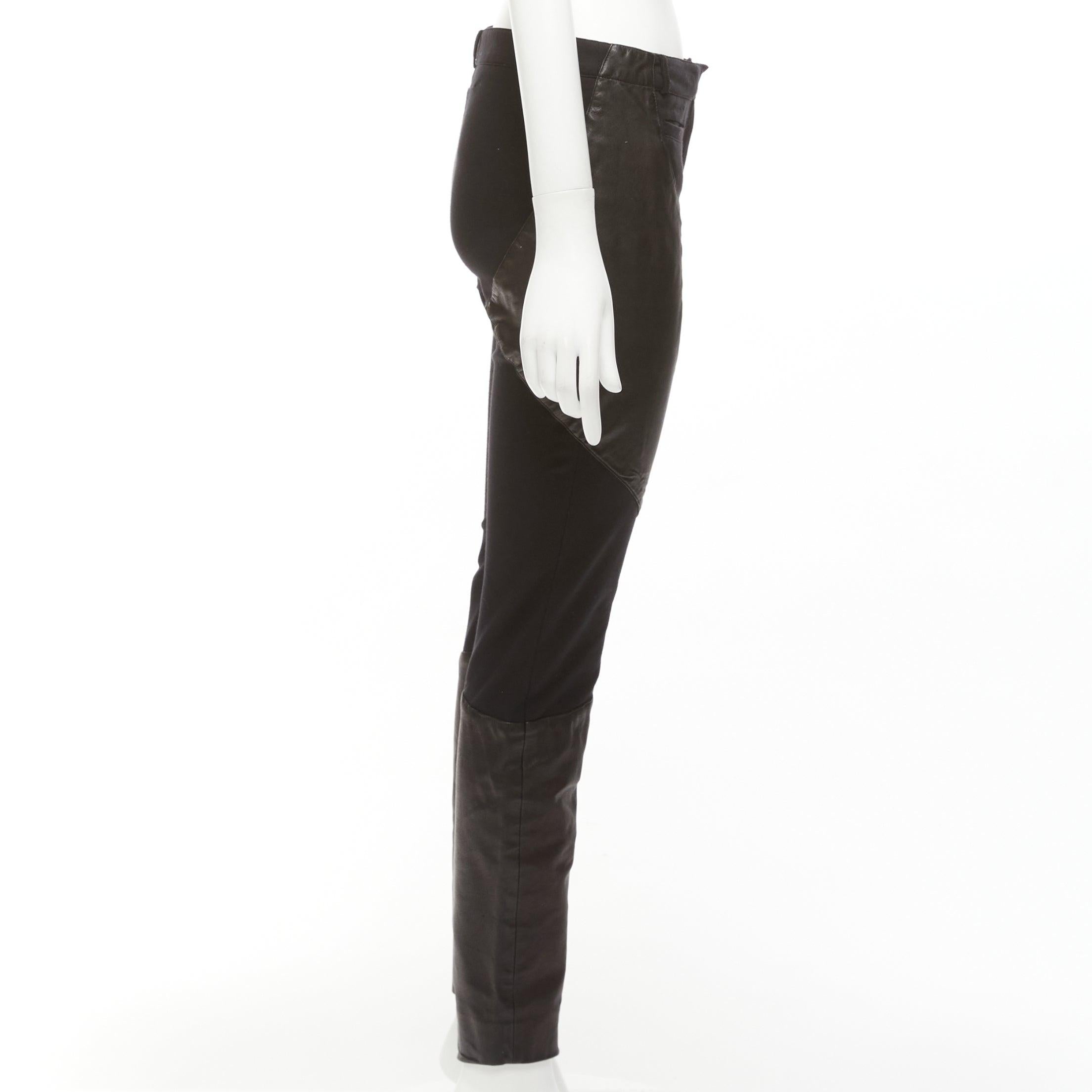 GIVENCHY black lambskin leather panel patchwork riding pants FR40 L In Good Condition For Sale In Hong Kong, NT