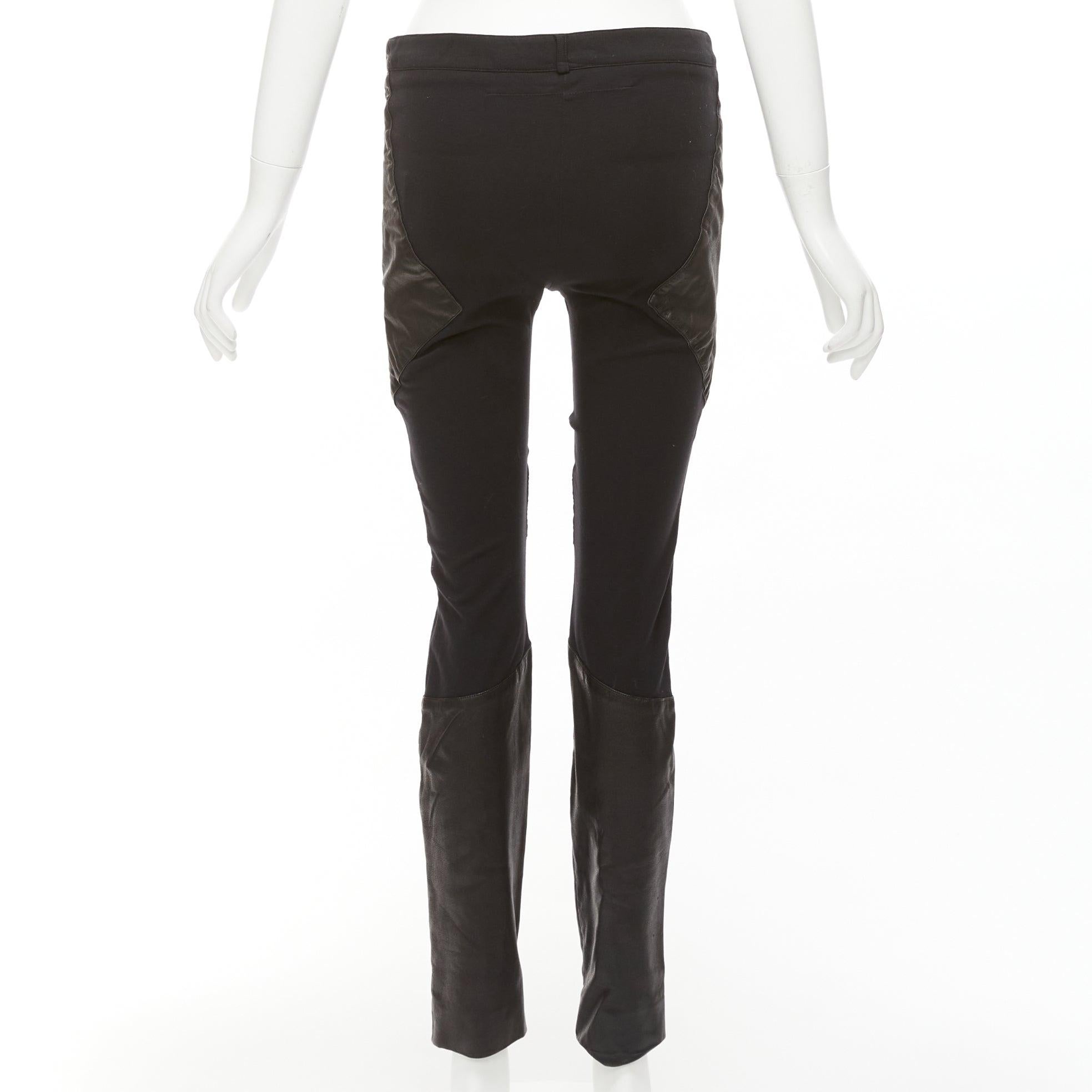 Women's GIVENCHY black lambskin leather panel patchwork riding pants FR40 L For Sale