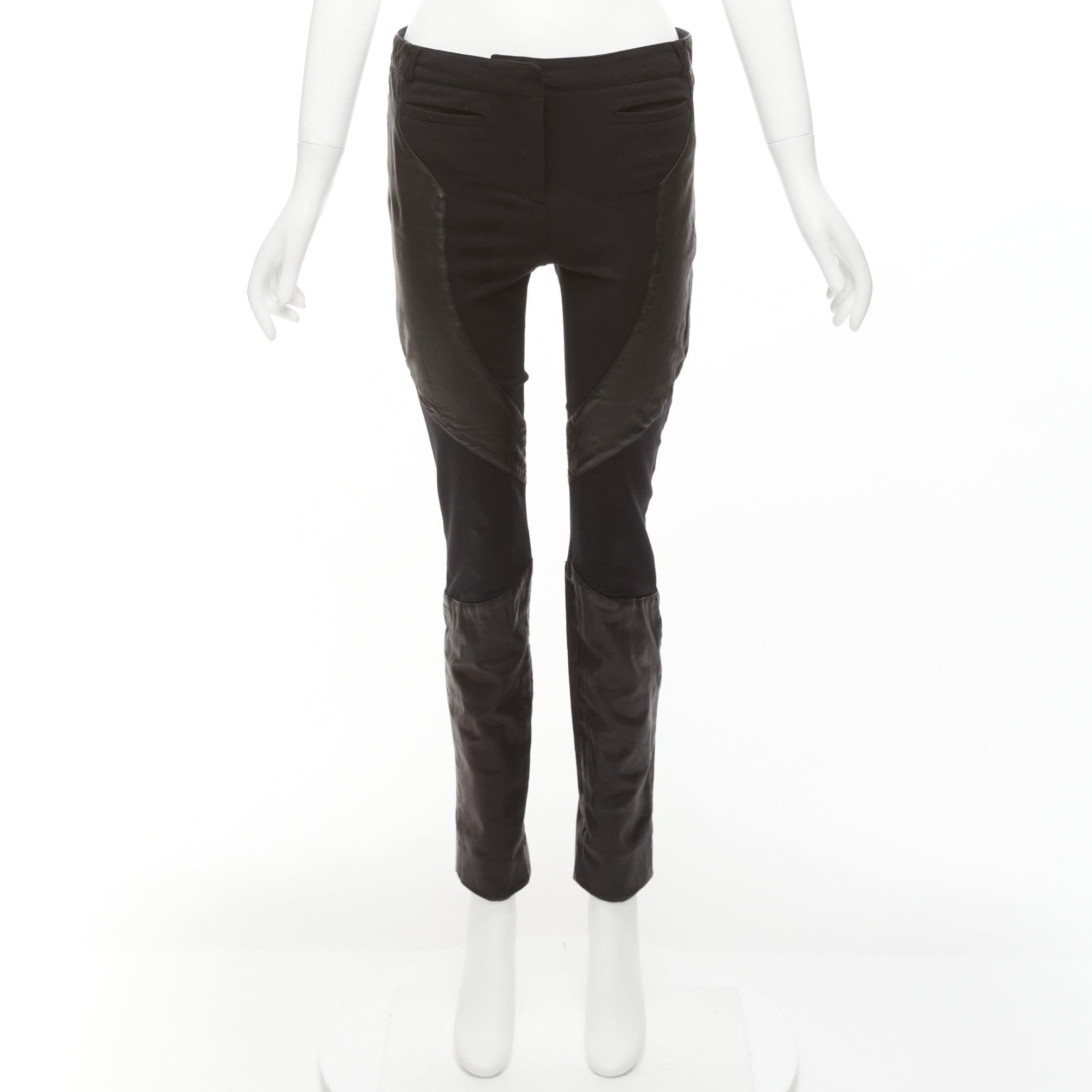 GIVENCHY black lambskin leather panel patchwork riding pants FR40 L For Sale 4