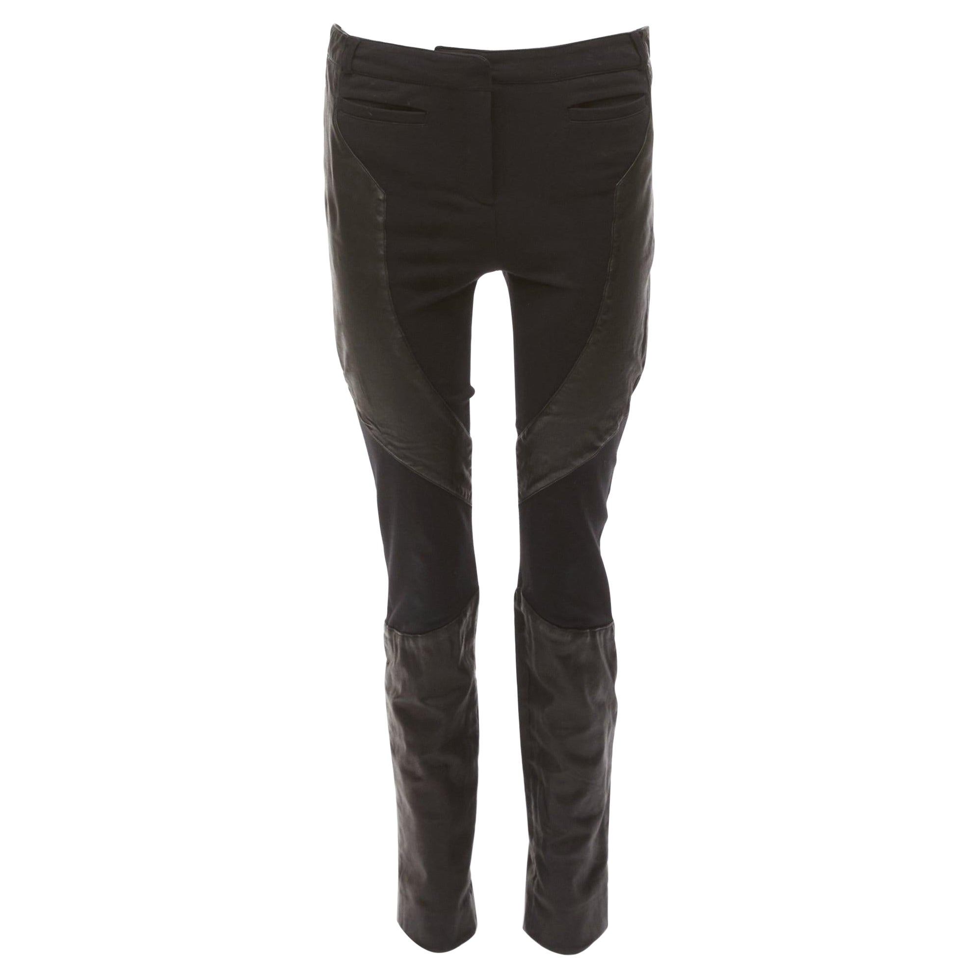 GIVENCHY pantaloni da equitazione patchwork in pelle di agnello nera FR40 L. in vendita