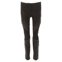 GIVENCHY pantalón de montar patchwork con paneles de piel de cordero negra FR40 L