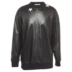 Givenchy Black Lambskin & Neoprene Star Embroidered Sweatshirt M