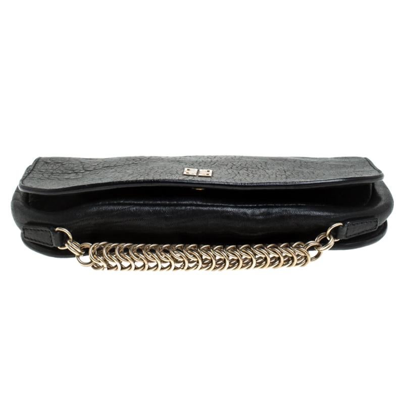 Givenchy Black Leater Chain Detail Flap Clutch 1