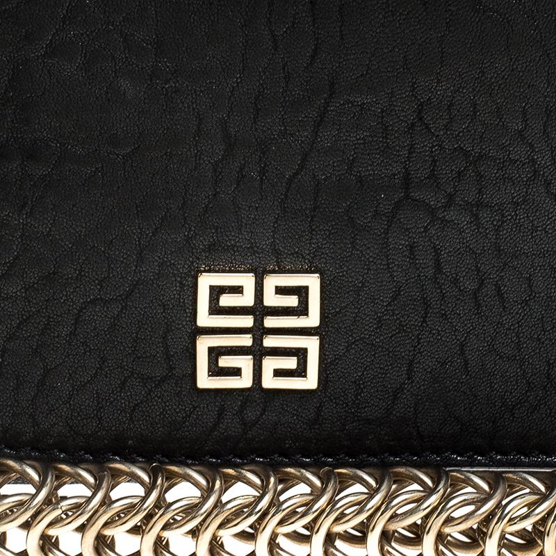 Givenchy Black Leater Chain Detail Flap Clutch 2