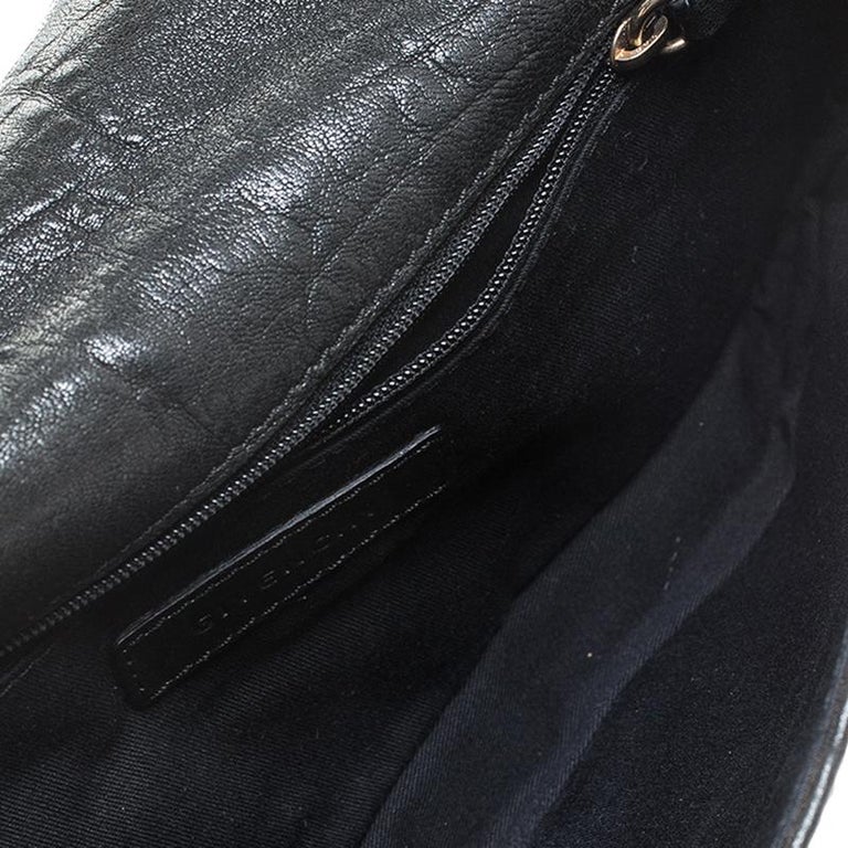 Givenchy Black Leater Chain Detail Flap Clutch For Sale at 1stDibs