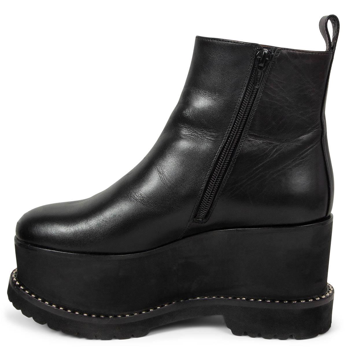 Black GIVENCHY black leather 2016 STUDDED PLATFORM WEDGE Ankle Boots Shoes 36 For Sale