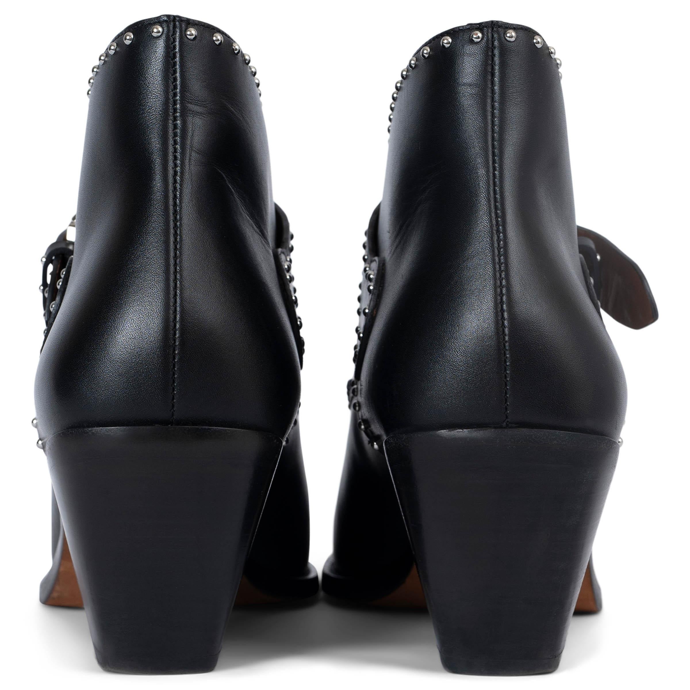 Women's GIVENCHY black leather 2019 ELEGANT STUDDED Ankle Boots Shoes 39