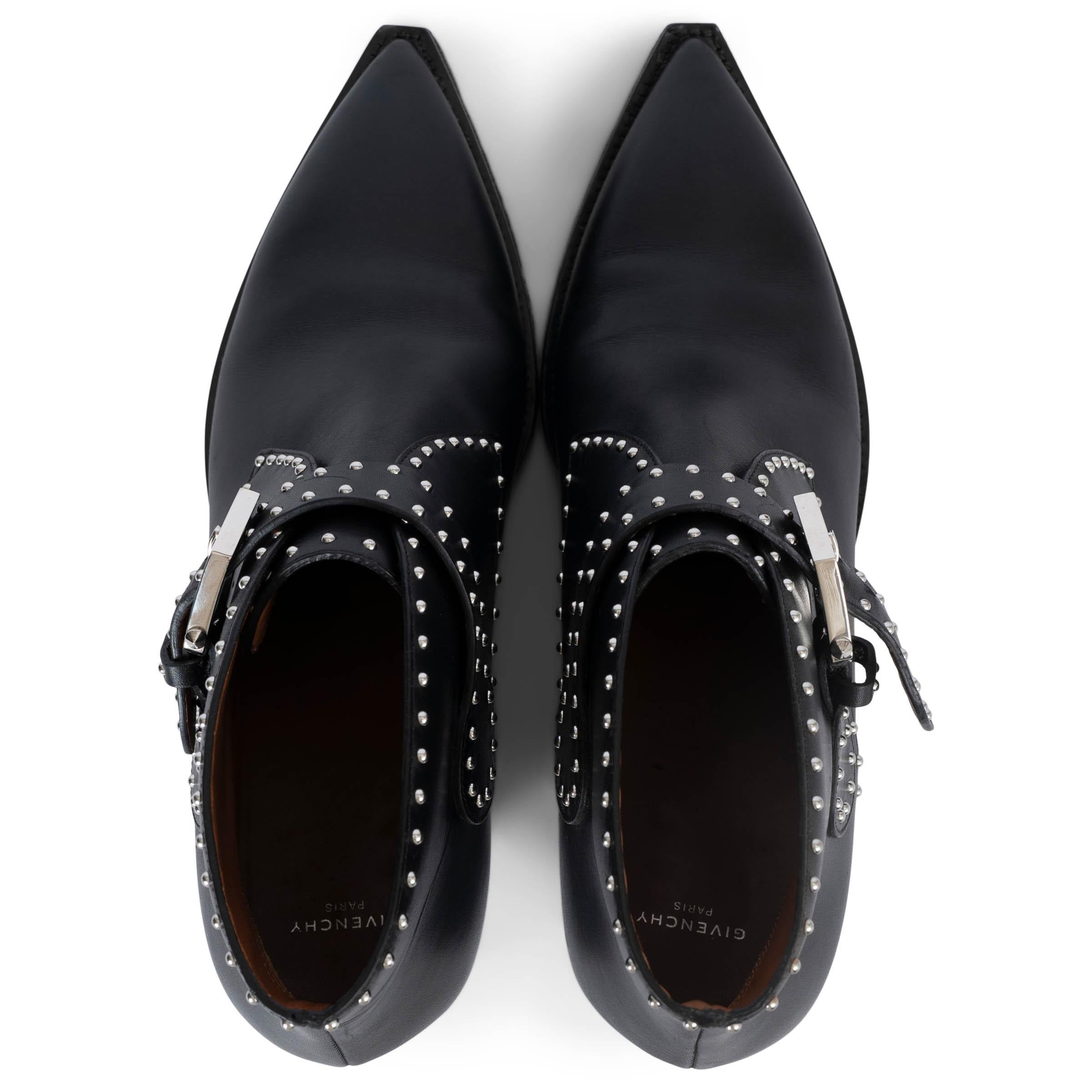 GIVENCHY black leather 2019 ELEGANT STUDDED Ankle Boots Shoes 39 1