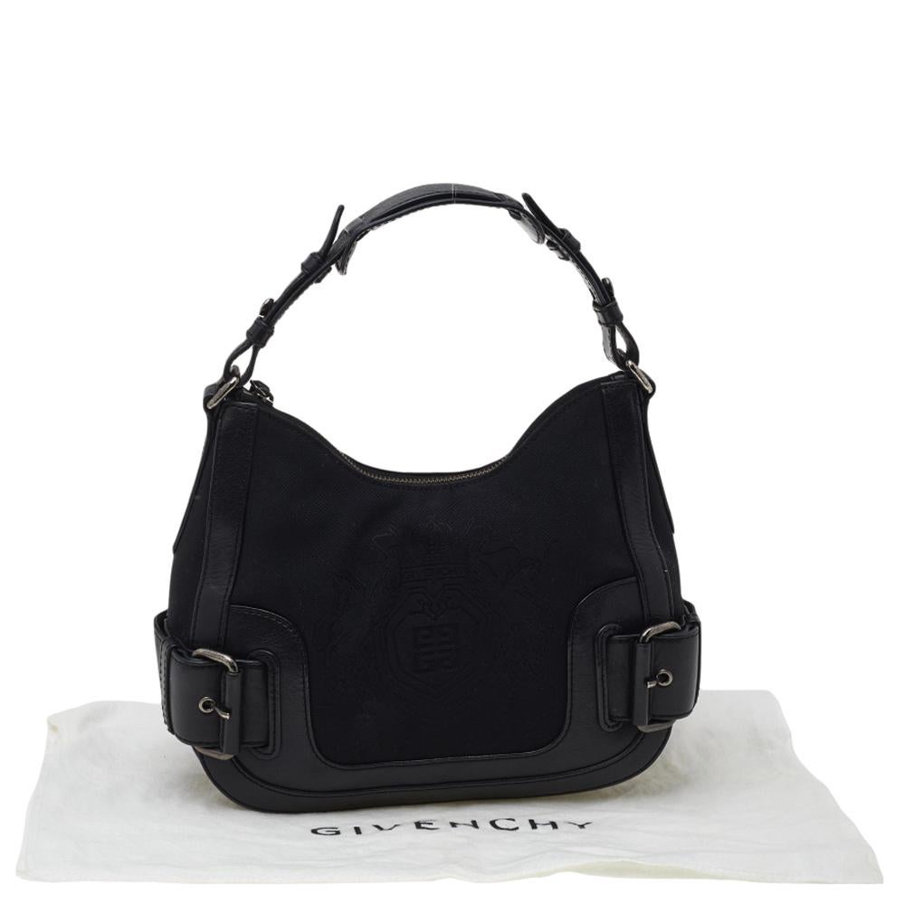 Givenchy Black Leather And Canvas Buckle Hobo 7