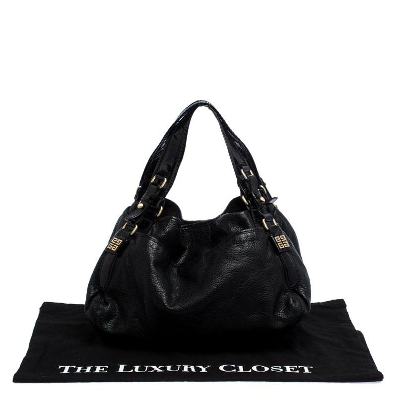 Givenchy Black Leather and Patent Leather Hobo 7